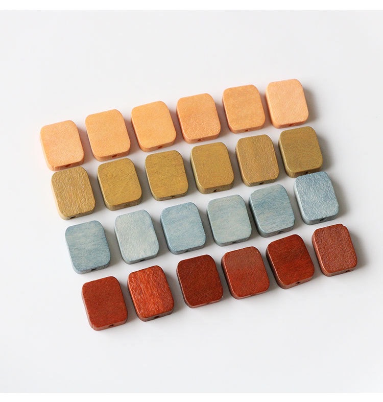 Wooden small square piece earrings and necklace accessories detail image 9