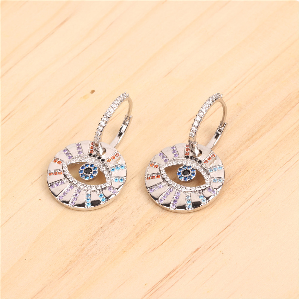 New cross-border INS accessories from Europe and America: Devil's Eye ear loops and ear rings, fashionable and trendy women's colorful diamond earrings detail image 4