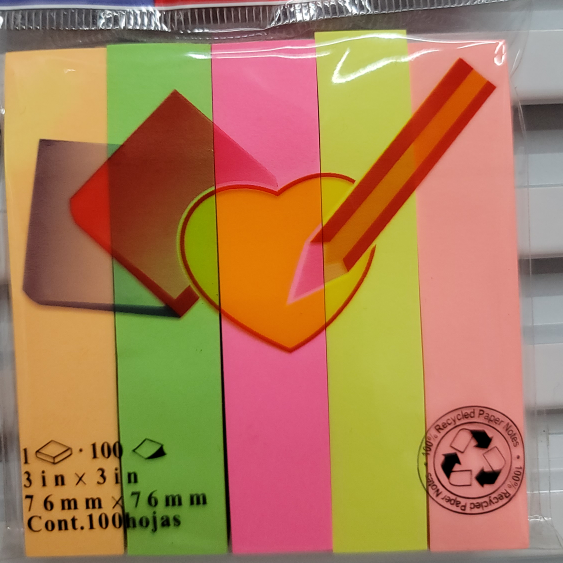 3x3in荧光5条便利贴