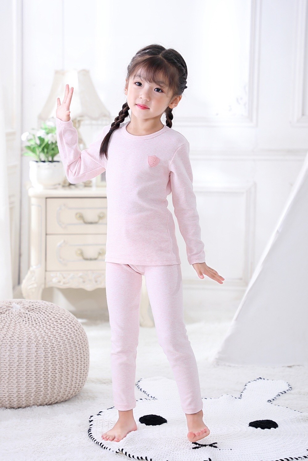 舒绒纯棉儿童保暖加厚内衣套装 8001女童棉毛衫圆领秋衣秋裤详情图8