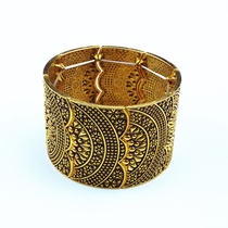 Elastic Thread Dark gold alloy wavy arc dot matrix elastic thread bracelet for women and men bracelet with jewelry bracelet