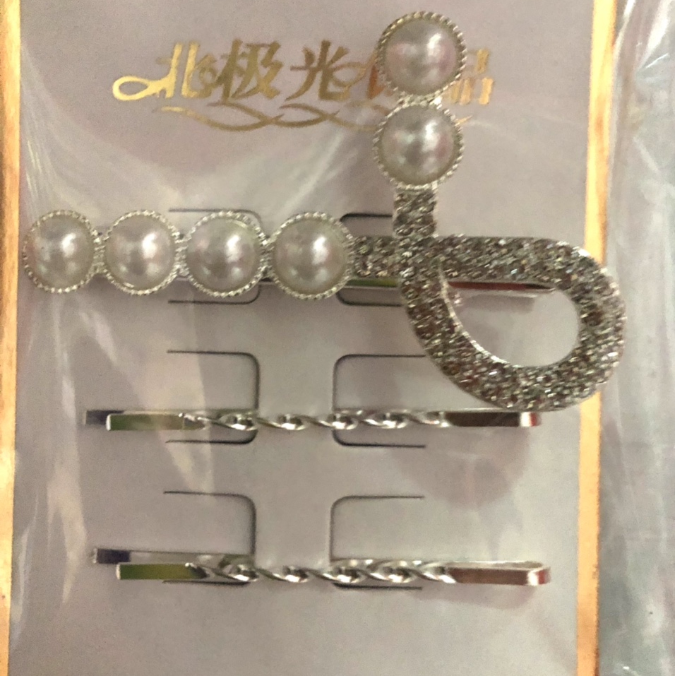 Korean version white diamond duckbill clip 357 large bangs hair clip, hair accessory water diamond coil, hair clip top clip, side clip, broken hair clip and hairpin set, large pearl