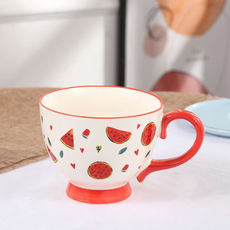 European and American style home hand-painted breakfast milk oat cups, large-capacity coffee red tea cups, factory wholesale mugs detail image 9