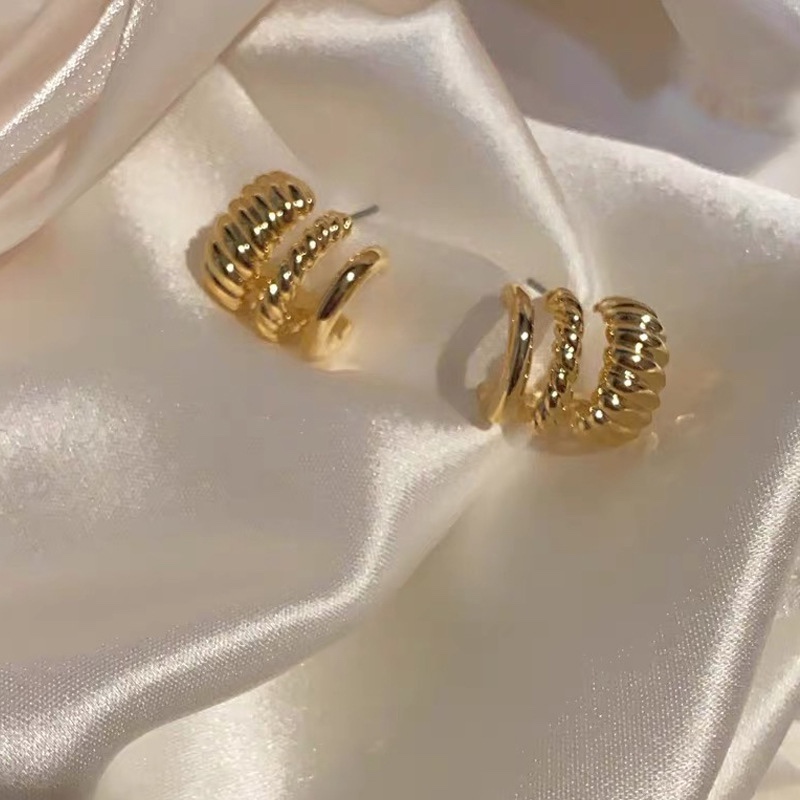 French twist multi-layer ear loops, metallic style thumbnail