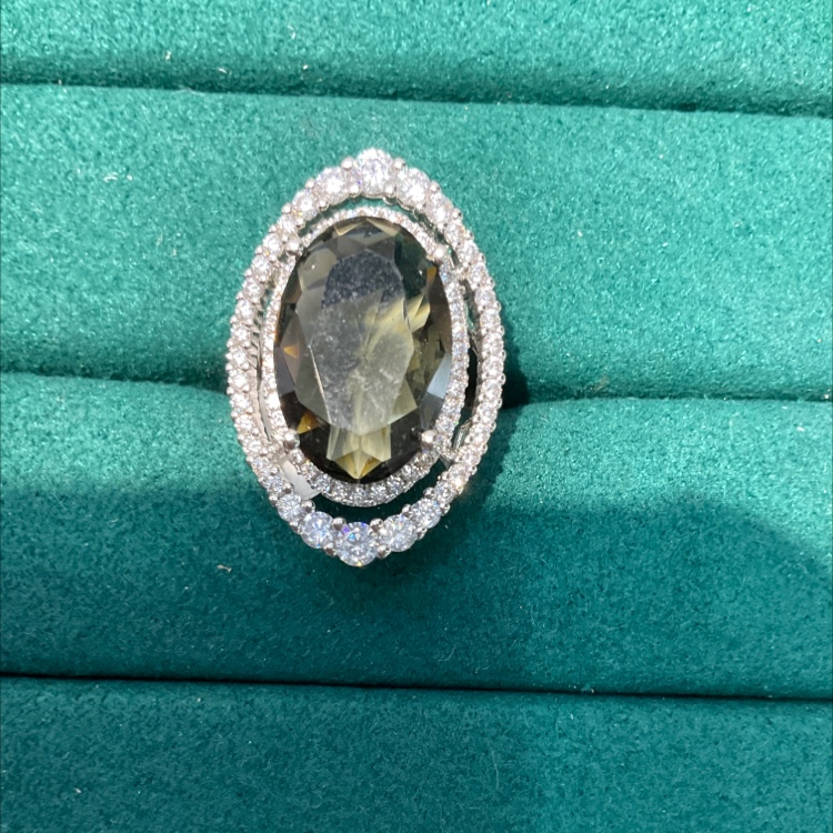 Green diamond ring with micro-diamond setting