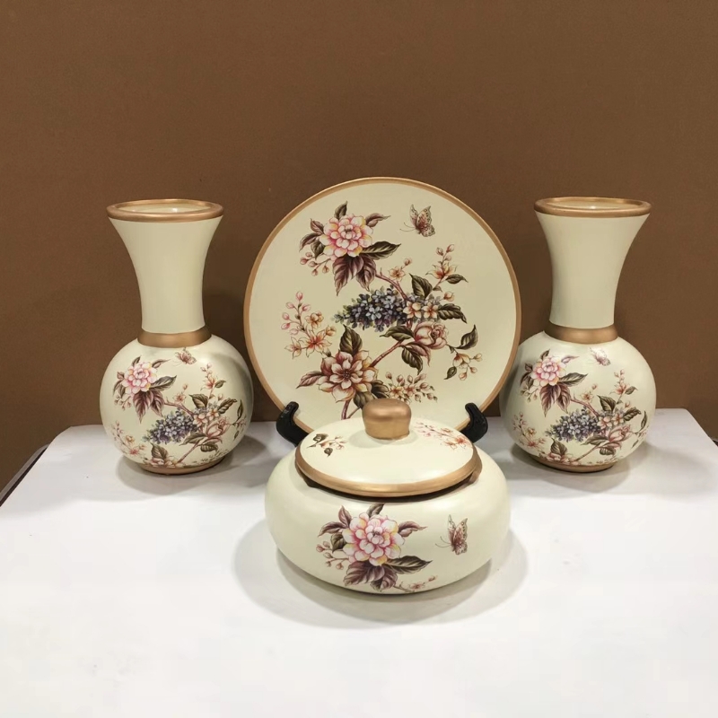 New four-piece set of ceramic vases, storage jars, living room decoration cabinets, hotel home, wedding, hotel courtyard, entrance hall ornaments, handicrafts, gifts, deer head ornaments wholesale 0771 Specification image