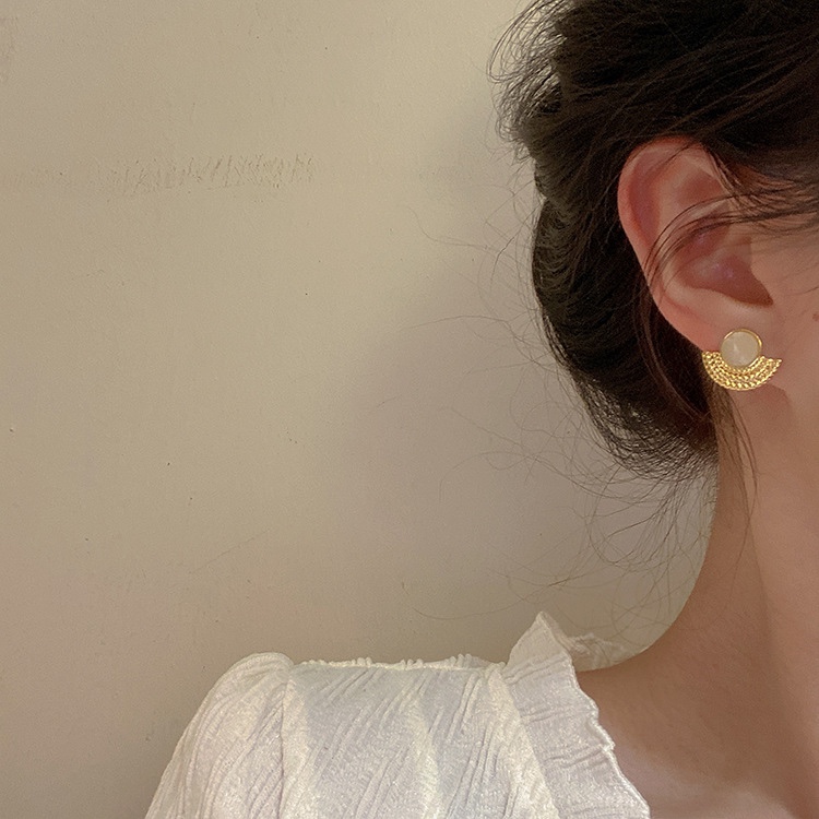 Half scalloped style earrings thumbnail