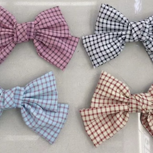 Cute fine-checked bow tie, cute fabric hair band, hair tie, leather band, tulle, elegant high-elasticity updo, simple basic hair tie, hair band, hair tie, hair accessory, hair accessory