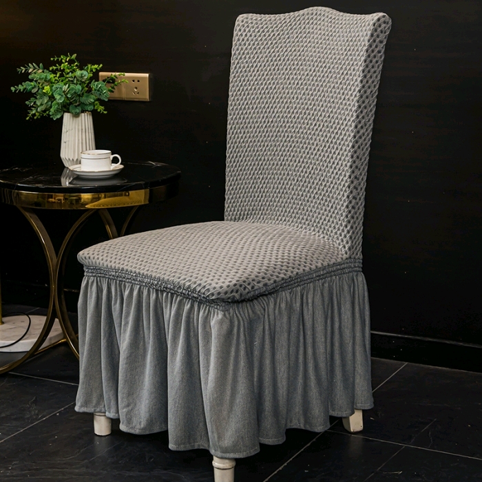 2021新款通用高端土耳其小方格连体椅子套裙摆款椅子垫10