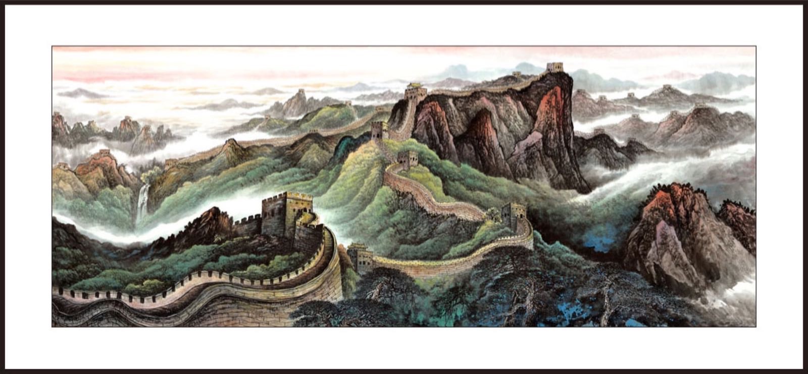 80x240（带圆角框）水印印刷山水中国画装饰画宣纸画传统国画详情图2