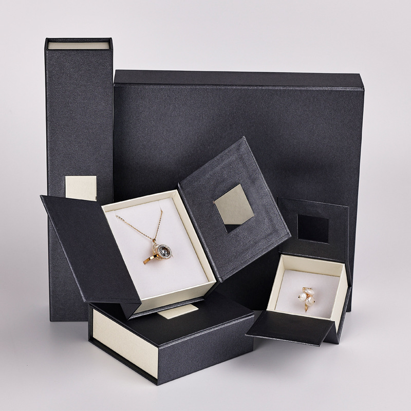 Zhihua factory direct sales black suction box paper box jewelry storage box jewelry packaging box customization wholesale
