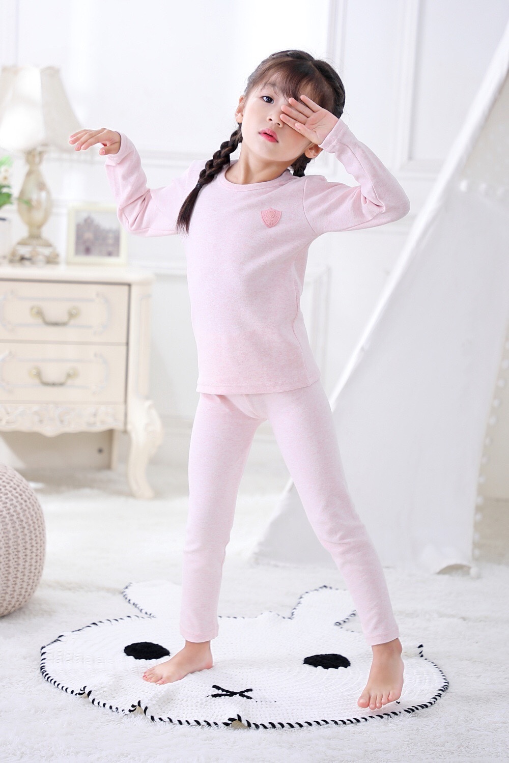 舒绒纯棉儿童保暖加厚内衣套装 8001女童棉毛衫圆领秋衣秋裤详情图7