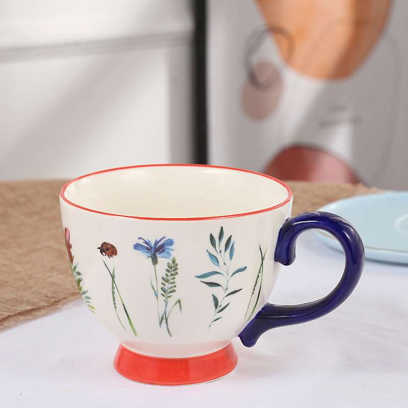 European and American style home hand-painted breakfast milk oat cups, large-capacity coffee red tea cups, factory wholesale mugs detail image 8