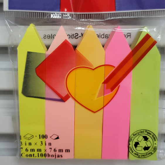 3x3in荧光五条箭头便利贴