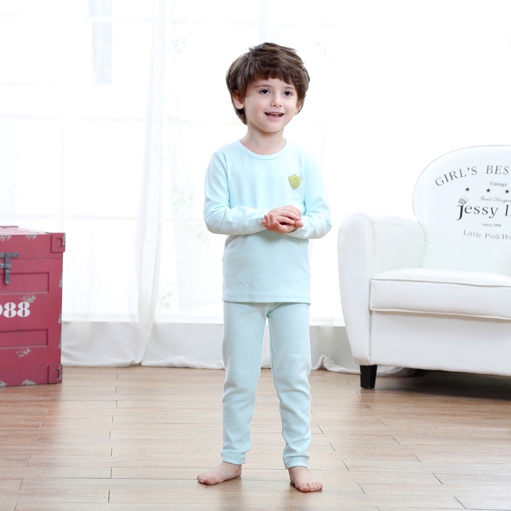 韩版舒绒彩棉儿童加厚保暖内衣套装0 8001 男女童 圆领秋衣秋裤详情图6