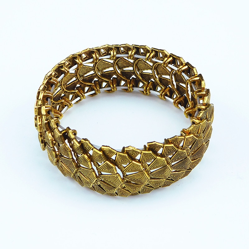 Vintage gold alloy arc token personality Stretch string bracelet for women and men Bracelet with accessory bracelet