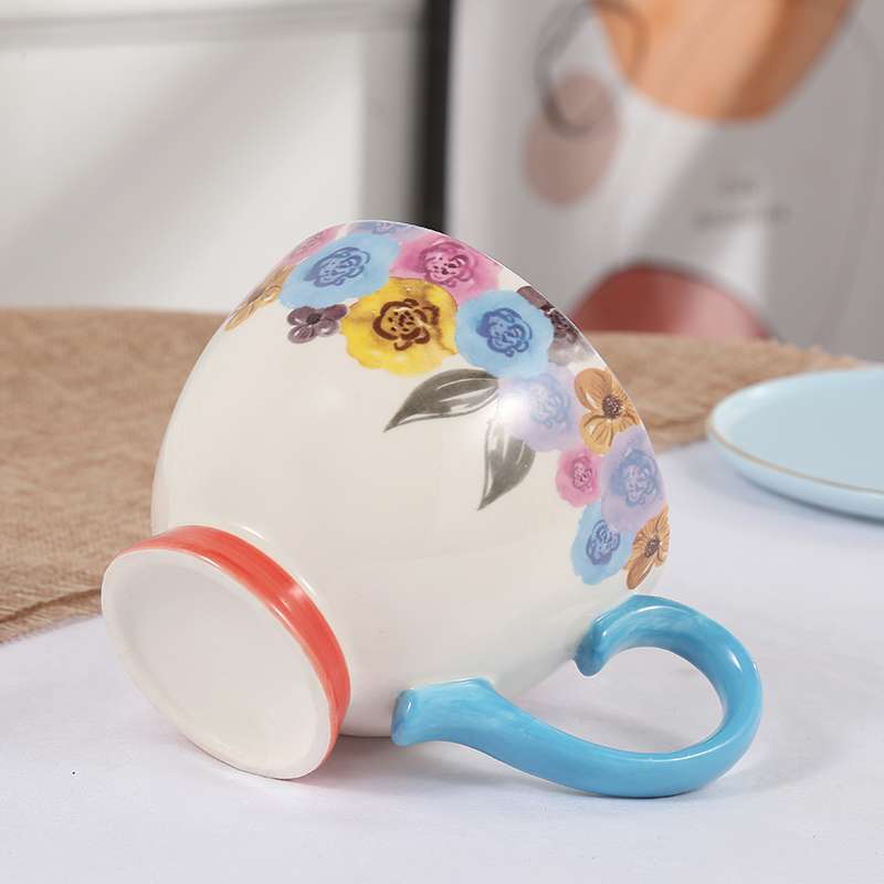 European and American style home hand-painted breakfast milk oat cups, large-capacity coffee red tea cups, factory wholesale mugs detail image 13