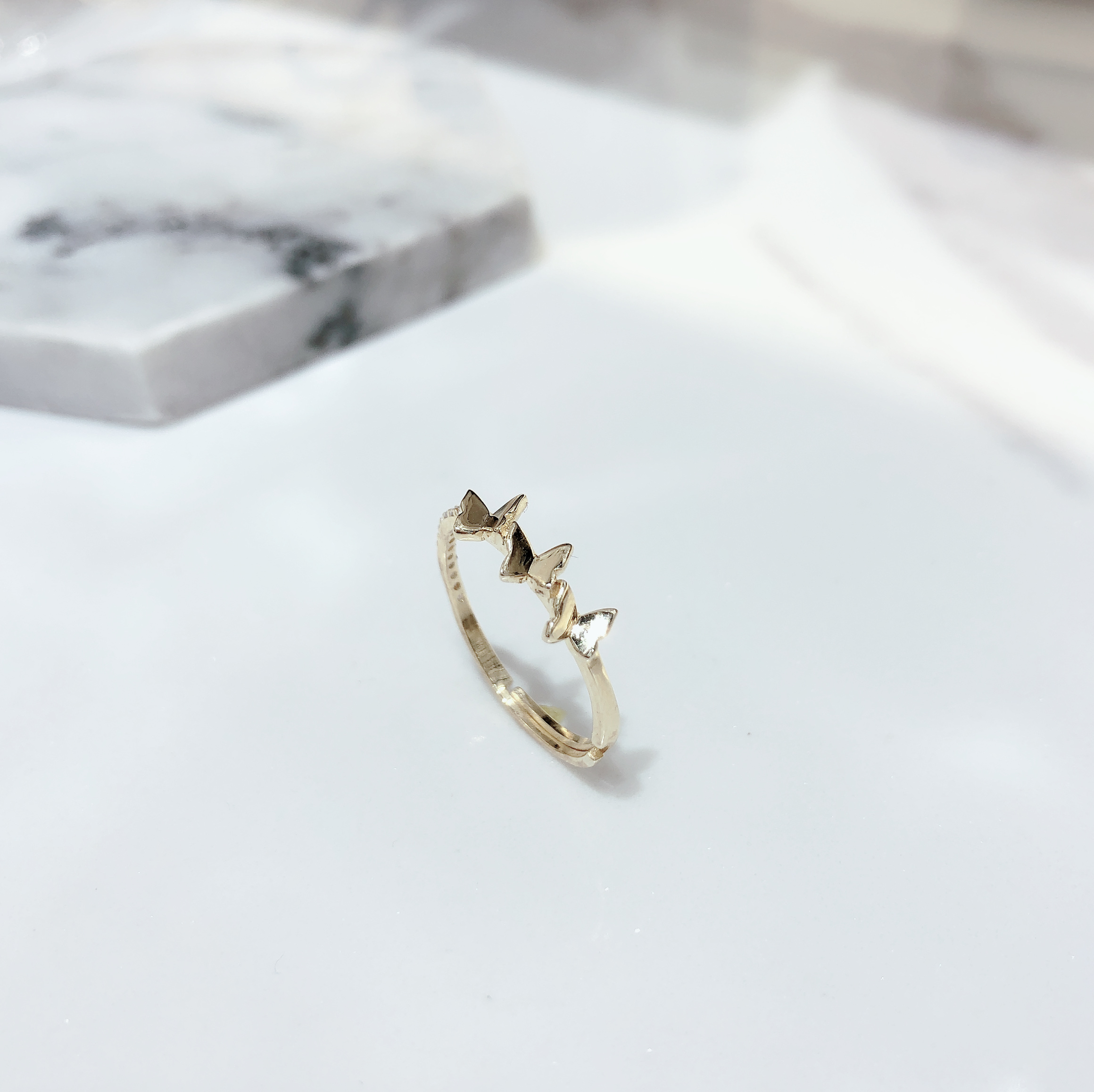 纯银925锆石蝴蝶开口戒指细节图