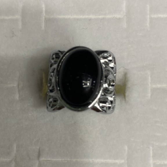 Electric silver bottom sticky black imitation jade popular fashion all men and women ring