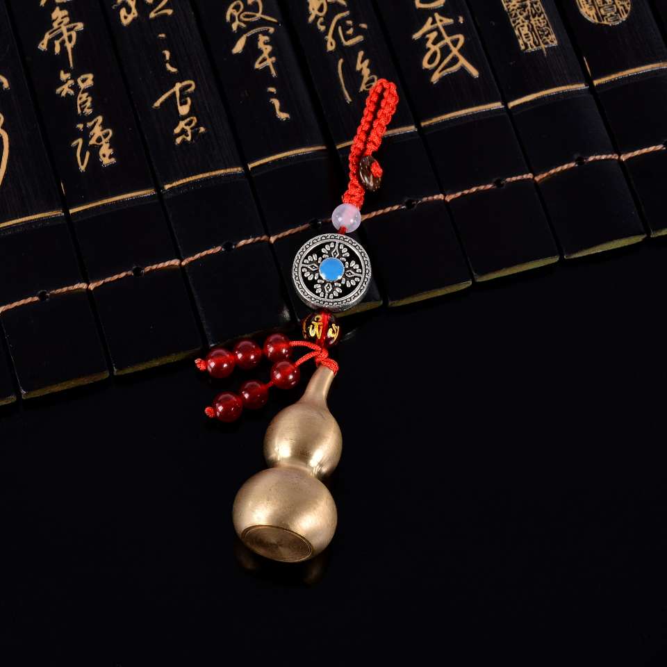 The manufacturer supplies Chinese knot openable copper gourd pendant, gourd Five Emperors coin, car pendant, gourd tag detail image 2