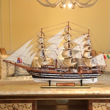 原创设计一帆风顺船模型摆件 创意客厅装饰玄关桌面木质工艺品