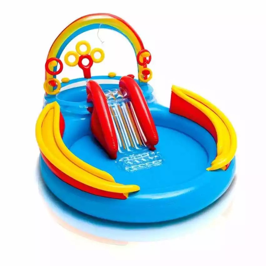 INTEX57453 figure-eight slide, rainbow inflatable swimming pool, thickened children's water play pool, home ocean ball pool