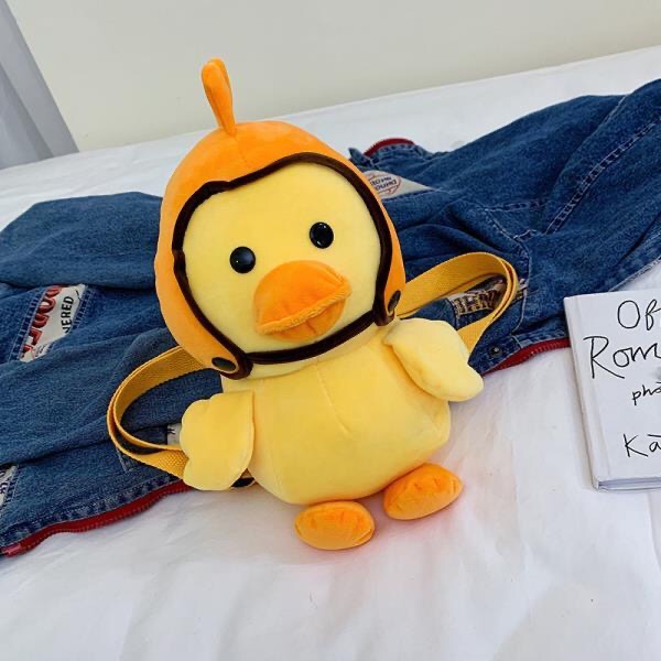 Baby Yellow Duck backpack doll Furry duck cute cartoon furry animal small fragrance backpack for children