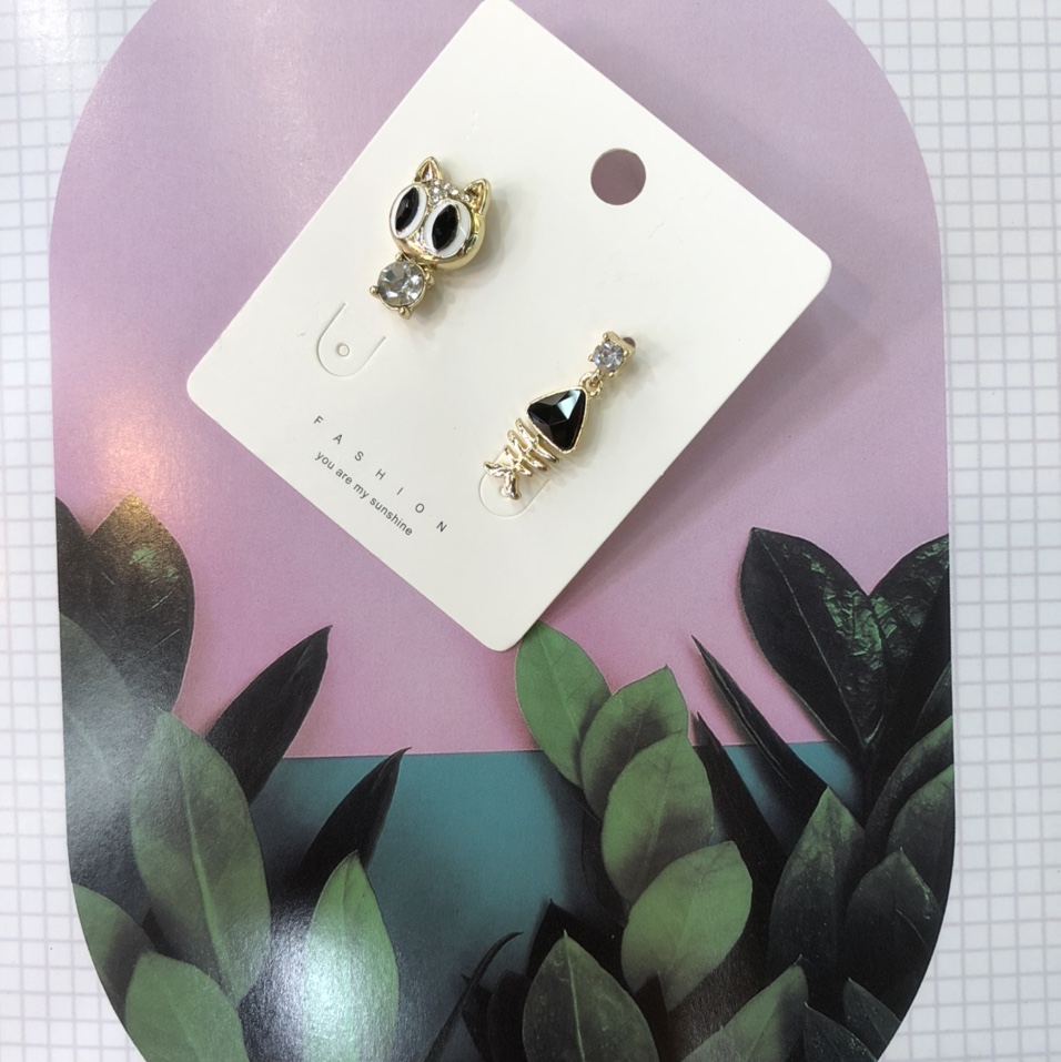 Network red with the fashion trend casual metal cat fish composition style earring girl