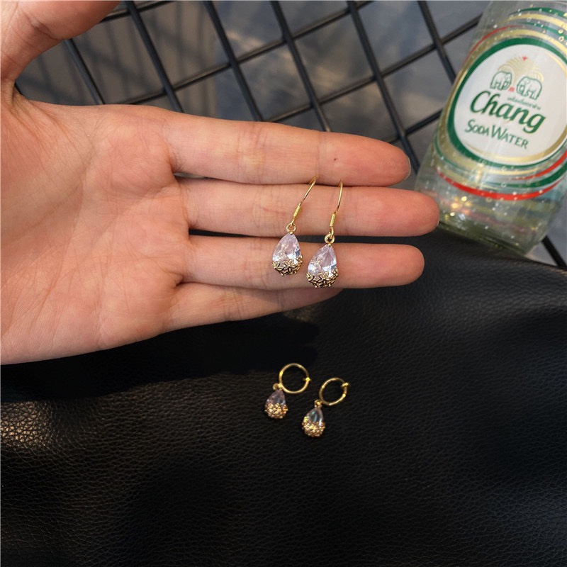 Pendientes de oído clip de oído simple y versátil de alta calidad sentido zircon gota de agua pendientes de oído marea isn nicho exquisito pendientes de oído