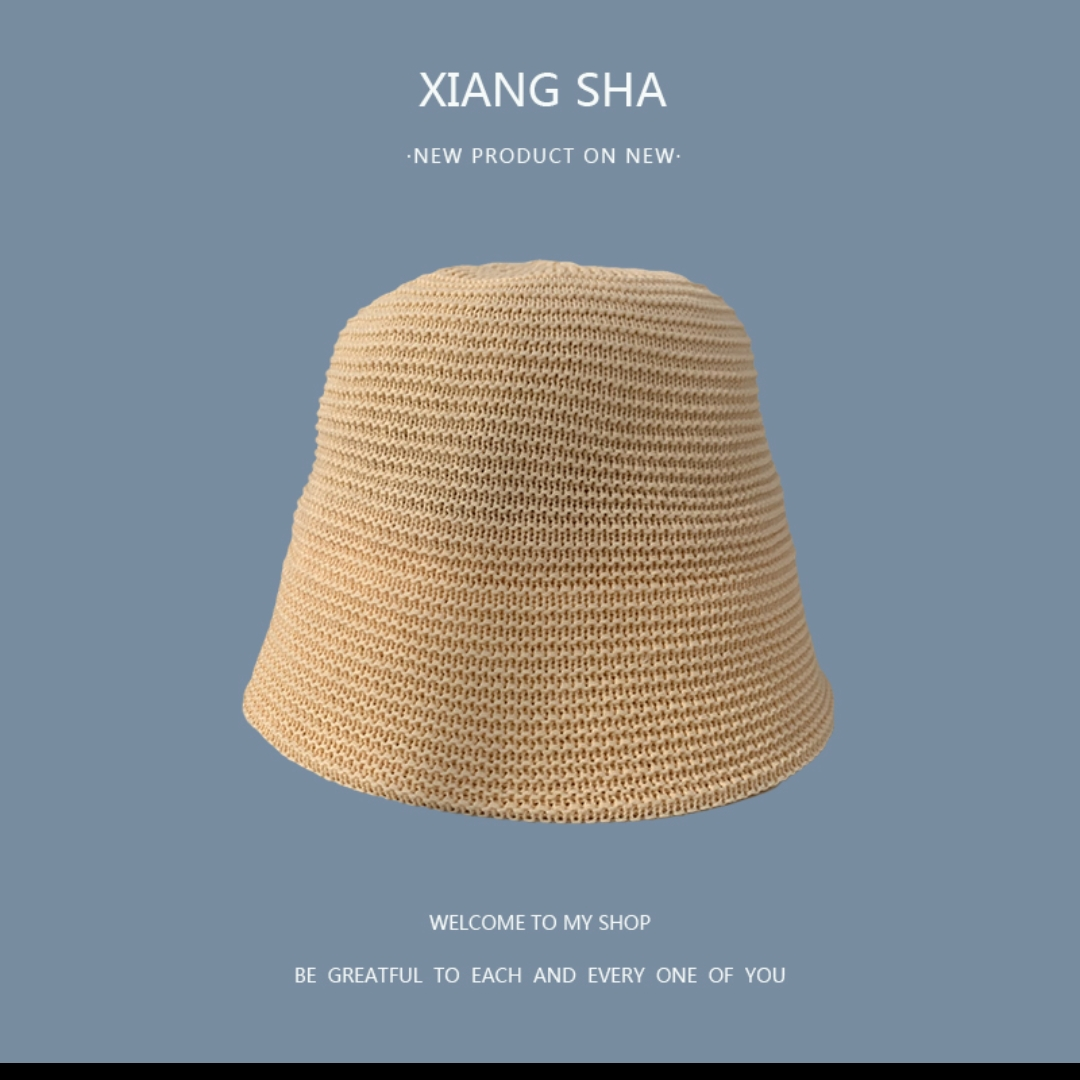 Net celebrity knitted fisherman hat women's summer Korean version of all the fashionable Japanese ins general anesthesia breathable shade bucket hat 94