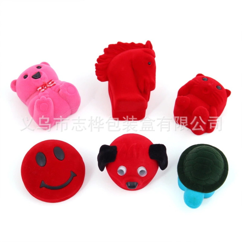 Zhihua Factory Direct sales cute shaped pig mother, kitten smiling face, seahorse and hippopotamus ring box. The inner core can be customized