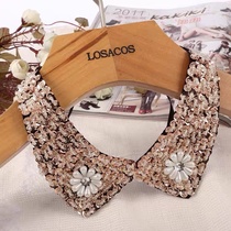 Korean fashion doll collar gold nail beads glitter female false collar Pearl glitter decorated Spring and autumn shirt sweater false collar 2