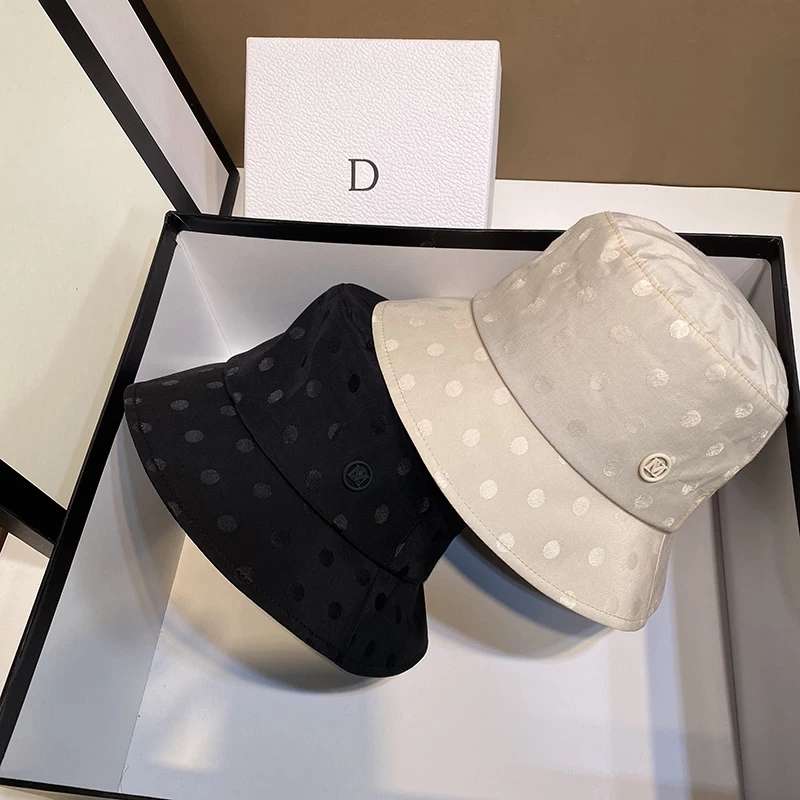 提花波点棉渔夫帽纯色遮阳布帽子女宽檐防晒逛街盆帽21年夏天新潮03细节图