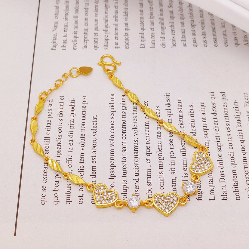Peach heart micro-inlaid zircon bracelet