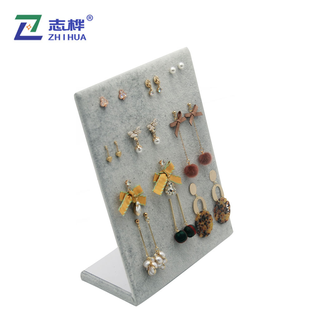 30-position L-shaped ice flower velvet stud rack, high-end jewelry and accessory display rack, earring storage rack