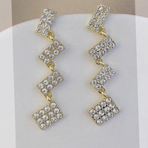 European and American fashion phase zirconia personality exquisite luxury flash diamond long earrings