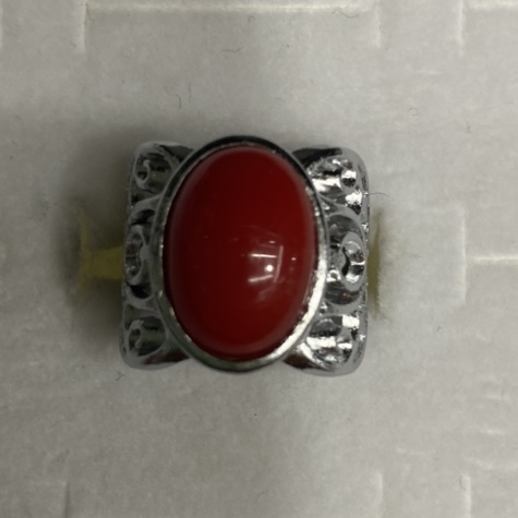 Electric silver sticky big red imitation jade popular fashion all men and women ring