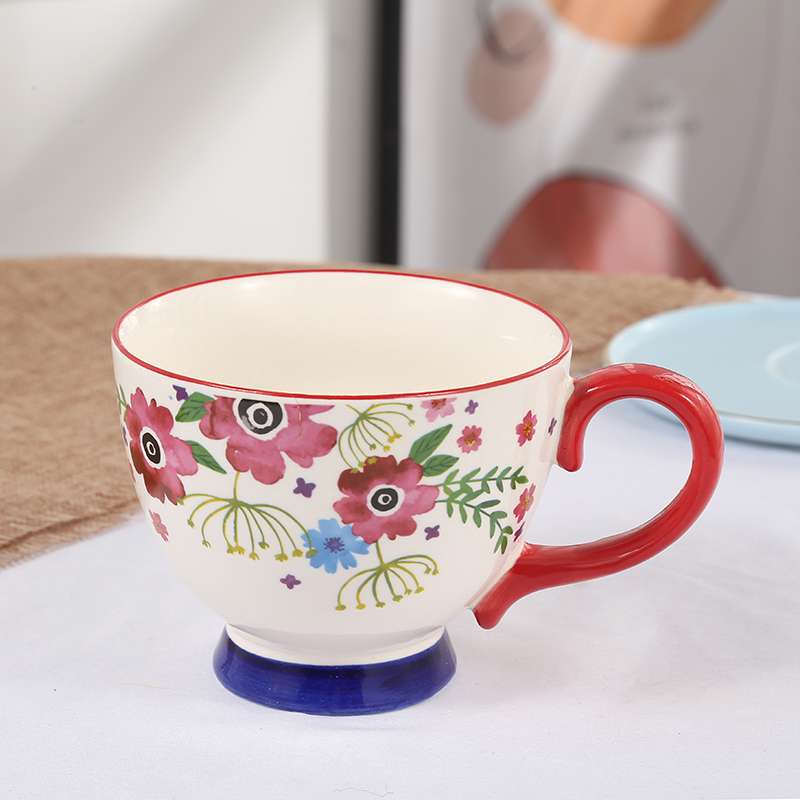 European and American style home hand-painted breakfast milk oat cups, large-capacity coffee red tea cups, factory wholesale mugs detail image 11