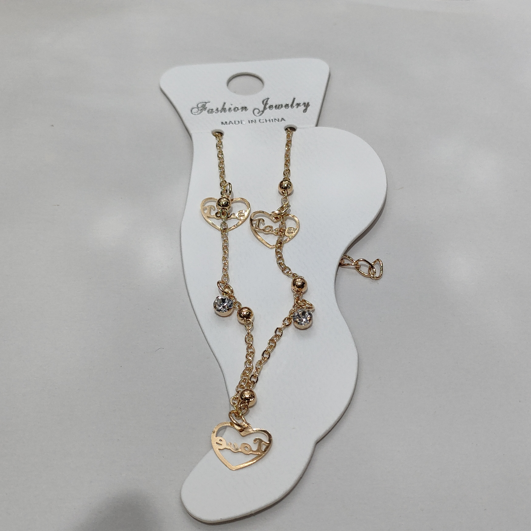 3片2钻love桃心 脚链