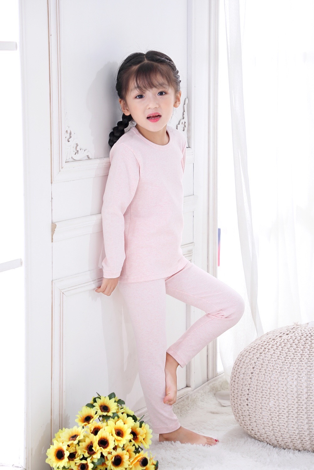 舒绒纯棉儿童保暖加厚内衣套装 8001女童棉毛衫圆领秋衣秋裤详情图5
