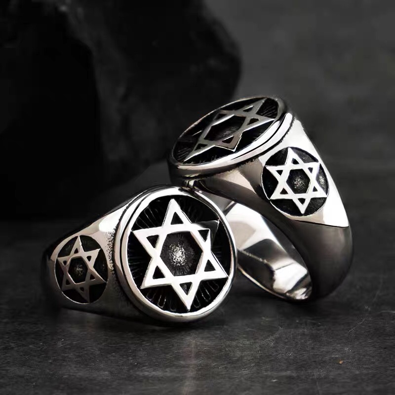European and American retro ring, men's trendy hip-hop and powerful single ring, titanium steel index finger ring