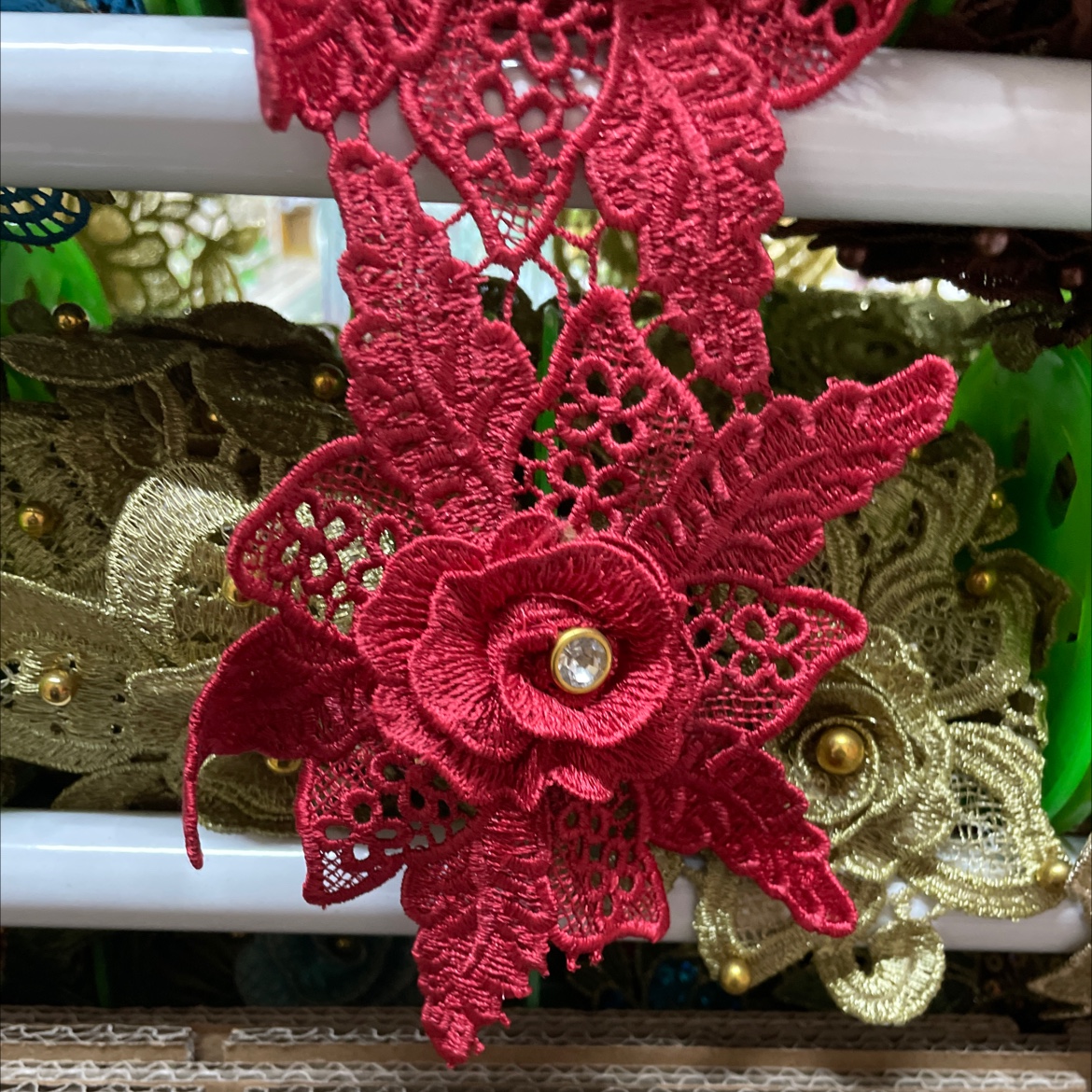 3D Water-Soluble Flower Lace Embroidery Barcode details Picture