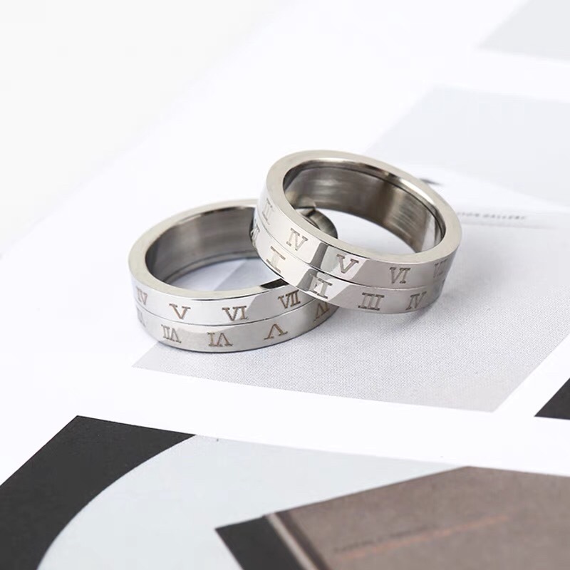 Roman numeral fashion trend couple rings for men and women