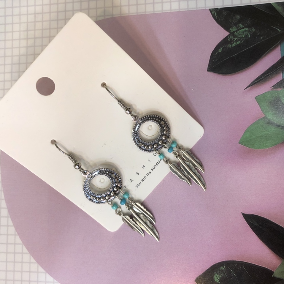 Network red with the same fashion trend casual silver jewelry Tibetan style earrings girl thumbnail