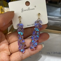 Today beauty Korean earrings crystal recommended purple