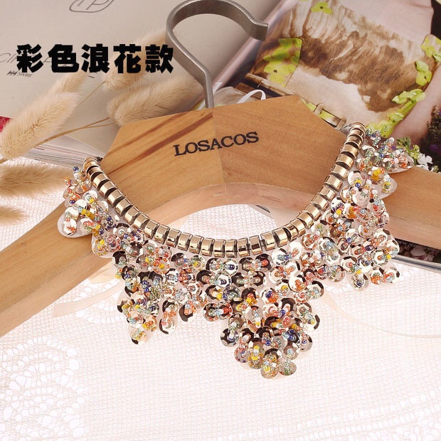 Korean fashion doll collar gold nail beads glitter female false collar pearl glitter decorated spring and autumn shirt sweater false collar 5