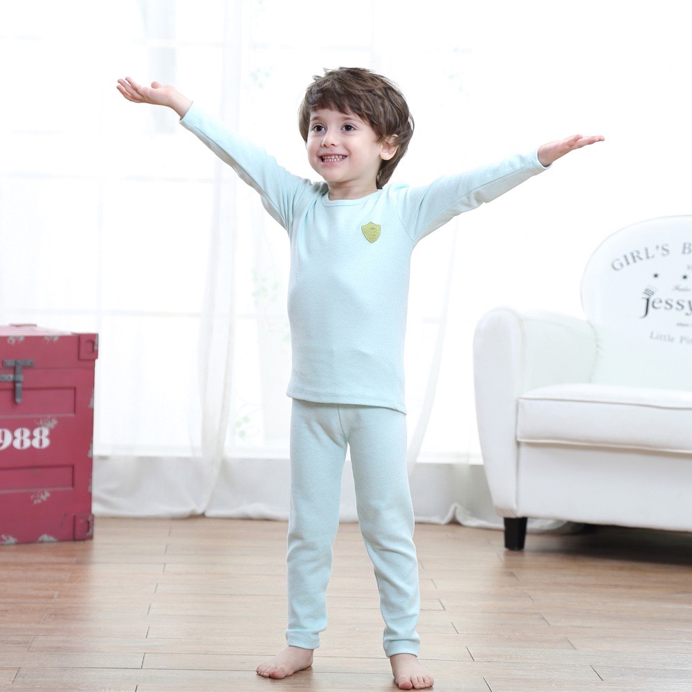 韩版舒绒彩棉儿童加厚保暖内衣套装0 8001 男女童 圆领秋衣秋裤详情图7