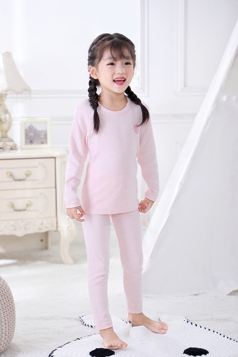 舒绒纯棉儿童保暖加厚内衣套装 8001女童棉毛衫圆领秋衣秋裤详情图6