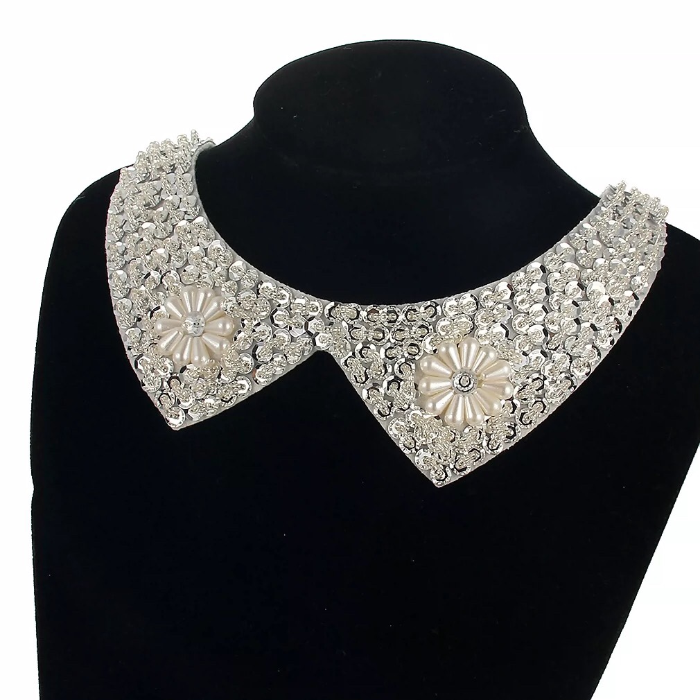 Korean fashion doll collar gold nail beads glitter female false collar Pearl glitter decorated Spring and autumn shirt sweater false collar 9