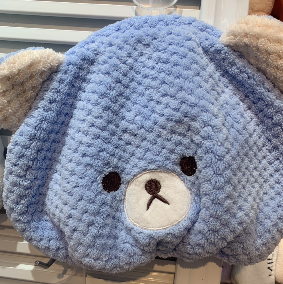 格子熊兰色浴帽